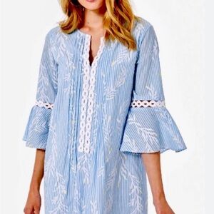 Lilly Pulitzer Blue and White Hollie Tunic Dress L